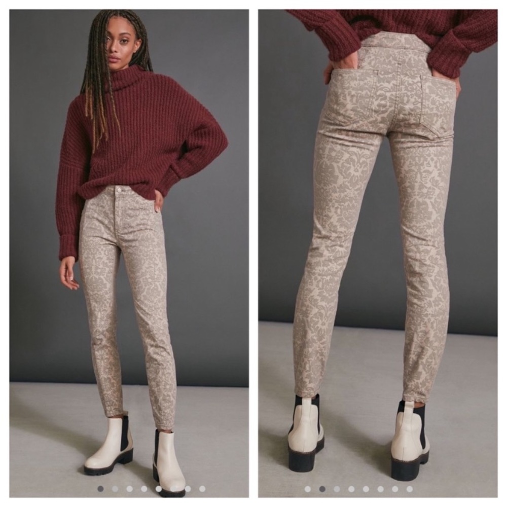 Flocked High-Rise Jean-Leggings